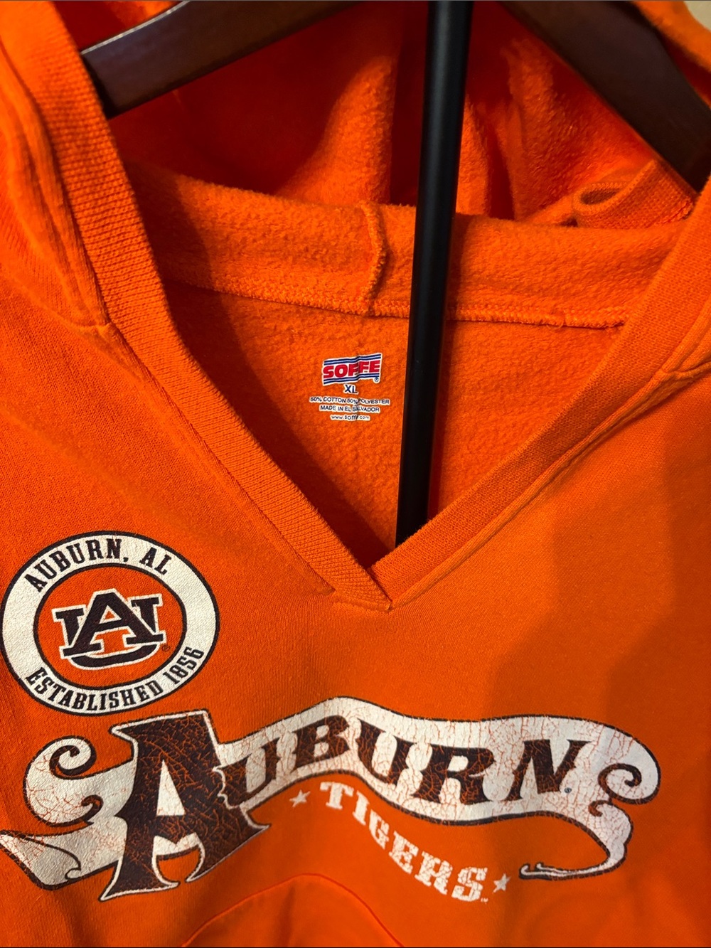 Soffe Orange Auburn Tigers V-Neck Hoodie